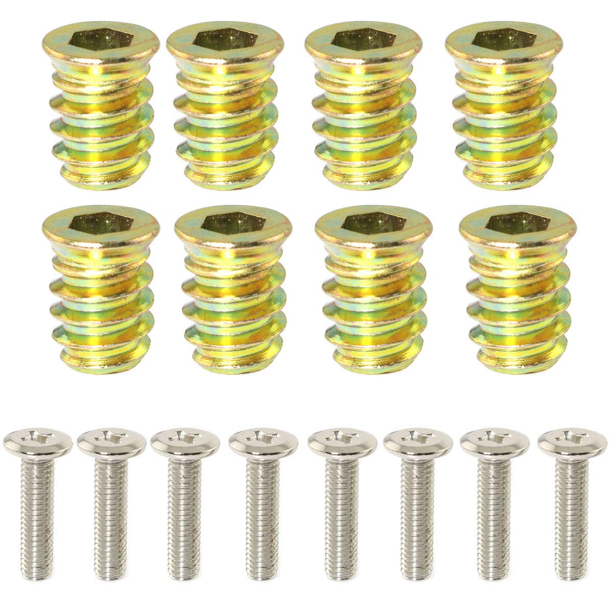 PZRT 8 Sets M6x15 Screw-in Type Hex Drive Threaded Insert Nuts and
